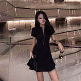 2026 Summer New Korean Version Of Han Fan Lazy Wind Fishtail Casual Small Black Dress Simple Dress Woman Trend