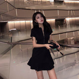 2026 Summer New Korean Version Of Han Fan Lazy Wind Fishtail Casual Small Black Dress Simple Dress Woman Trend