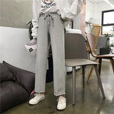 2025 Early Spring New Korean Version Of Leisure Pants Loose Thin And Tight Waist Students With Straight Broad Leg Pants Female Tide