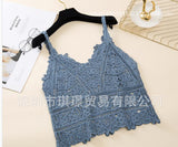 2025 New Hook And Flower Hollow Hoodie Outside The Coat Wearing A Small Sling Vest Woman