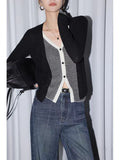 Korean Early Autumn Wear And Niche Design Alone To Super-Good-Looking High-Grade Brown Fake Two Knitted Tops