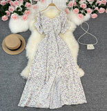 Tea Rest Orange Truss Skirt Summer New Waists Thin Sweet First Love Collar Broken Flowers Big Swing Dress