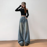 Full Of Star River Hot Wide-Legged Jeans Women 2026 Autumn High-Waist Loose High-End High-Sense Tug Trousers Cotton