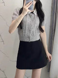 Miu Short-Sleeved Knitted Jersey Women's Spring Thin Cardigan Coat Short