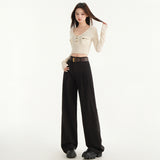 High-Grade Gray Suit Pants Women's Spring And Summer Hanging Pants 2025 New Small Straight Trousers Narrow Version Of Broad-Legged Trousers