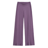 Purely Want Girl V-Shaped Waist-Hanging Feeling Modale Zip Thin Slacks Home Fitness Pants Wide Leg Trousers New
