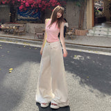 YC& Vintage High-Waisted Broad Legs Pants With A Sense Of Drag Spring And Summer Jeans Women & Trousers Lengthened