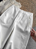 CHAO Grade Recommendation!The Version Is Excellent! Imported Pure 1 Cotton Sickle Jeans Female Cocoon High Waist Thin Nine Points