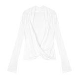 180 Kermdale + Lace Lace Splicing Two-Piece Collar T-Shirt Long-Sleeved Design Pure Desire Top