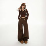 YC&2 Color Retro High-Waisted Broad Leg Trousers Ins Hanging Autumn And Winter Straight Jeans Women's Trousers