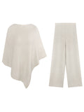 Slow Tone Paris Quiet Luxury Old Money High Sense Of Wool Irregular Cloak Shawl Coat Women's Pants