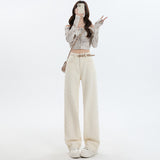 Apricot-Colored Narrow-Edscline Straight-Trousers Ultra-Comfortable Trousers And Lengths