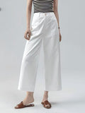 Broad-Legged Trousers Women's Summer Thin White Casual Straight Trousers High Waist Thin Commuting Loose Nine-Point Trousers