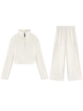 Small Heating Furnace Plus Thick Set Of Women's Autumn Three-Dimensional Segmentation Cut Thin Three-Piece Set
