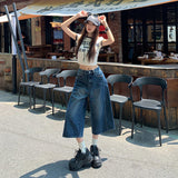 Vintage Seven-Point Jeans Women In The Summer Of 2026 High-Rise Show Thin Straight Loose Broad-Legged Trousers