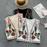 Vintage National Style Outside The Shirt Of Women's Thin Heavy Industry Embroidery Small Group Embroidery Full Of Short Vest Tops