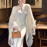New Chinese-Style Retro Cheongsam Dress With Soft-Creative Knitted Open Shirt