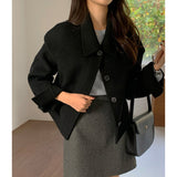 Korean Version Of Chic Autumn And Winter Retro Gentle Simple Collar Single Buckle Commuting Wool Coat 4 Colors