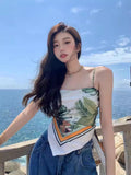 Suspension Vest Women Inside And Outside Wearing Summer Retro Back Ins Hot Girl Bean Turban Tset