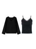 Lace Love Words High-Tight Water Velvet Set Sweet Lazy Hooded Knitwear