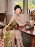 Hing ÞÂ White Splicing Heavy Industry Dress Princess Dress Hanging Lace Under The Structure Of Oil Painting Dress Summer
