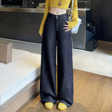 2026 High Quality Winter Wide-Legged Jeans Women 2026 High-Waisted Lazy Wind Loose Straight Pants