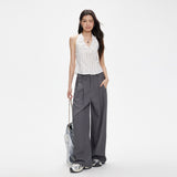2026 Autumn Languid Wind Wide Leg Pants Women Loose Fall Feeling Folding Casual Straight Trousers Women