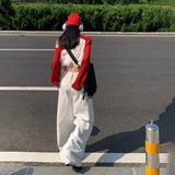 Vintage High-Waisted Loose Broad-Legged Trousers Mowing Folded And Thin Straight Jeans Women's Early Fall 2025
