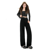 Black High-Waisted With Thin Legs Straight Narrow Version Of Jeans Women Black Nine-Point Black Trousers