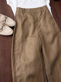 Lazy Wind High Waist Wide-Legged Trousers Women's Summer Thin Silk Flax Loose Comfortable Leisure Pants