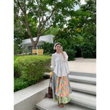 Xinjiang Sichuan Westwarf Tourism Wear Sets This Summer This Year's Popular Irregular Broken Flower Half-Dress Shirt Two Sets