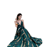 Sanya Seaside Resort Beach Dress Bohemia Retro Collared Sling Dress Travel Photo Wear