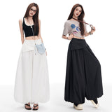 Design Feel White Fake Two Slanted Ass Three-Dimensional Lantern Trousers Women Summer Thin Strand Nine Trousers