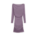 Pure Lusty Sexy Shoulder Long-Sleeved Net Dress Women's Summer New Waist Thin Perspective Ass Short Skirt