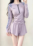 Slender Long-Sleeved Swimsuit Women Conservatively Cover The Belly Thin Flat Trousers Two Sets Of Sports Sunscreen Swimsuit Holiday Swimsuit
