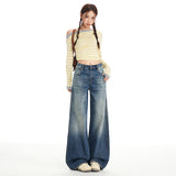 Vintage High-Rise Jeans Wide-Legged Woman's New Thin Loose Babes Straight Trousers Trousers & Long Pattern