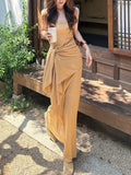Slack Three-Piece Set Refreshing Linen Bamboo Yarn 16-Pin Stoll Precision Woven Sling Suit