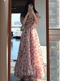 French Sweet Floral And Shoulder-Collared Dress Women's Summer 2025 New Gentle Temperament In The Long Princess Dress