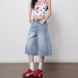 Large Red High-Waisted Straight-Legged Jeans Women 2026 Spring And Summer New Loose Leisure Thin Seven-Point Pants