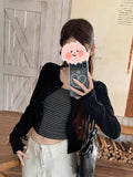 Korean Fashion Suit Solid Color Temperament Long-Sleeved Open Shirt Women In Autumn With Thin Sling Vest Two-Piece Set