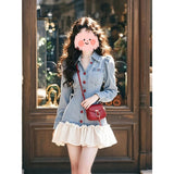 Spring Dopamine Dress 2025 Super Fire Wear Micro Fat Thin Fake Two Splicing Thousand Gold Style Denim Skirt