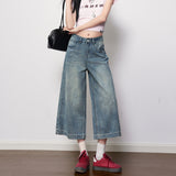 Vintage Blue Do Old Polished White Texture Eight Women Jeans 2026 Spring New Loose Leisure Broad Leggings