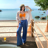 Seaside Resort Beach Wearing Casual Relaxation White Sunscreen Shirt Sexy Bikini Top Suit Tide