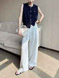 Tibetan Cyan Round-Neck Knitted Vest Cardigan Women's Summer 2025 New High-End Feel On The Body