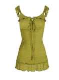 Original Fabric Side Sling Lace Trousers Sleeveless Dress Women Summer Small Fresh Green A Skirt