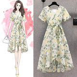 2026 Summer New Large-Size Fat Sister Super Fairy Temperament Thin Fashionable Belt With Broken Flower Dress