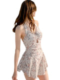 Swimsuit Women's Dress Han Broken Flowers Hanging Thin Girl Small Breast Gathering Conservative Swimsuit