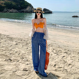 Seaside Resort Beach Wearing Casual Relaxation White Sunscreen Shirt Sexy Bikini Top Suit Tide