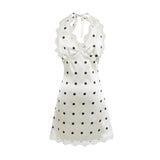 Spice Lace Splicing Wave Point Hanging Neck Sling Dress Women's New Summer Sexy Dress