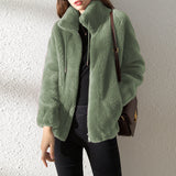 Women's Tide In Winter Plus Thick Double-Sided Velvet Collar To Keep Warm Women's Zip-Up Velvet Women